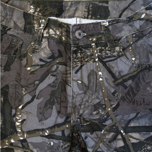 Shein gray green camo mid rise straight leg jean pants SIZE 4