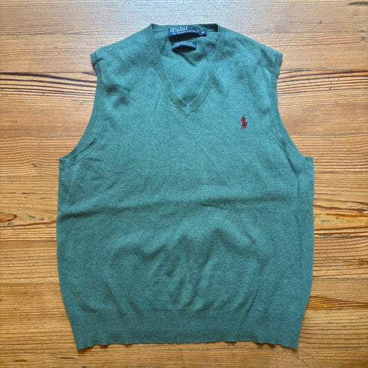 Polo Ralph Lauren green pima cotton mens sweater vest SIZE M