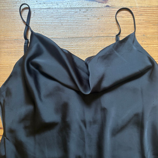 Shein black drape neckline adjustable strap slip dress SIZE L