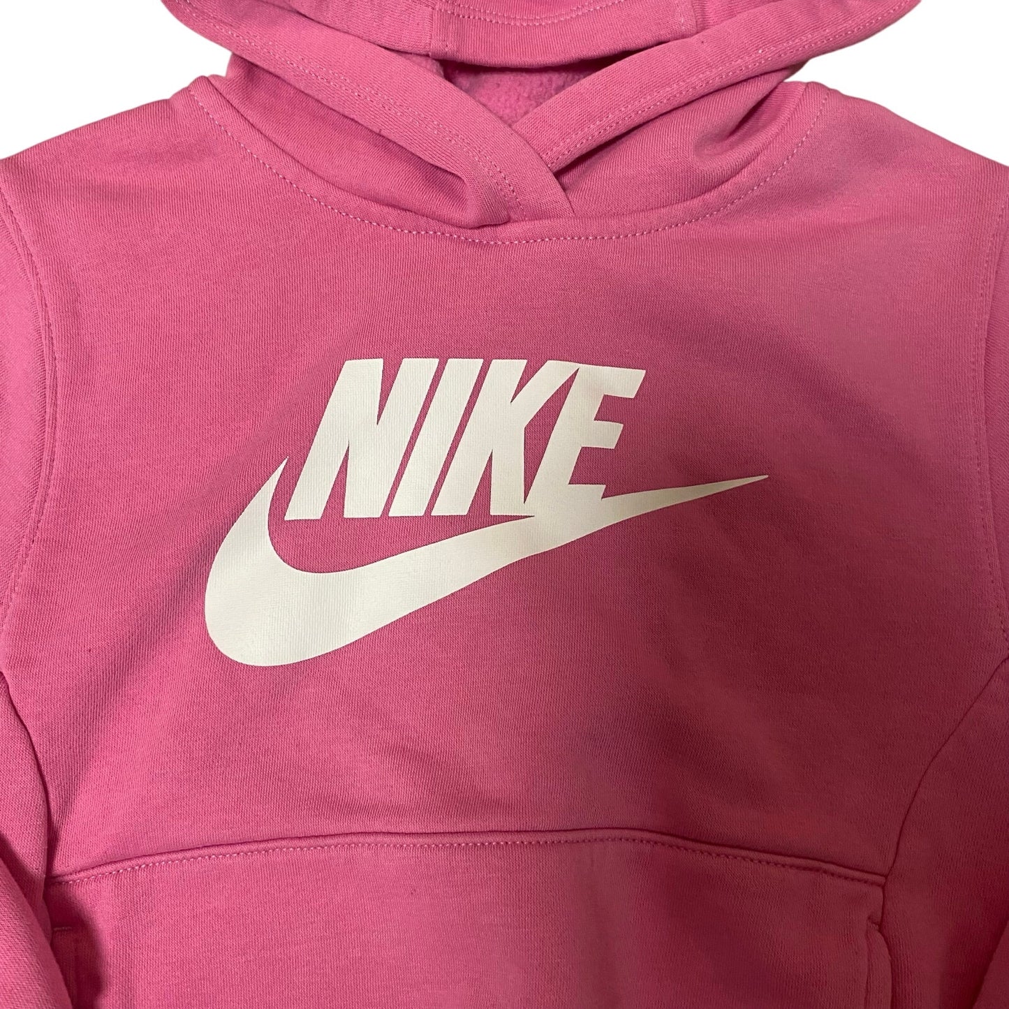 Nike pink white logo hooded girls sweatshirt SIZE 6
