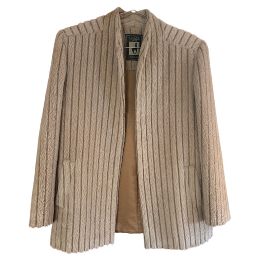 Alpaca fur wool blend beige womens open blazer SIZE M/L