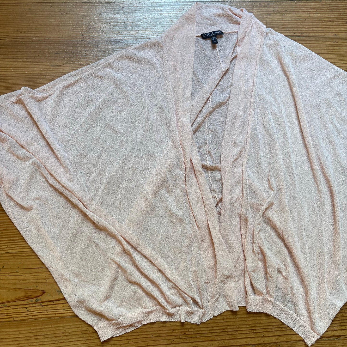 Eileen Fisher light blush pink sheer open cardigan sweater SIZE 2X