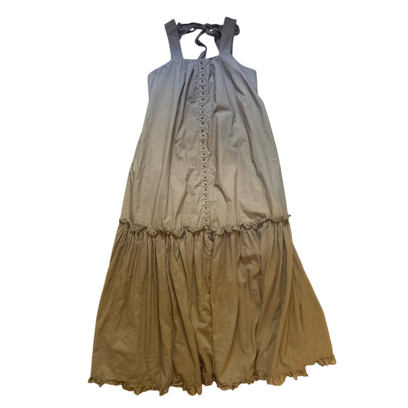 Joslin tan drop waist button up open back tank organic cotton maxi dress SIZE 8