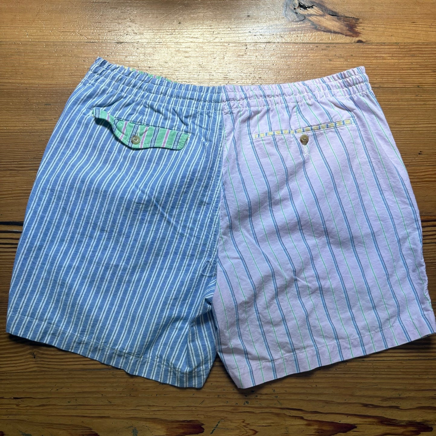 Polo Ralph Lauren pastel striped patchwork drawstring mens shorts SIZE XL
