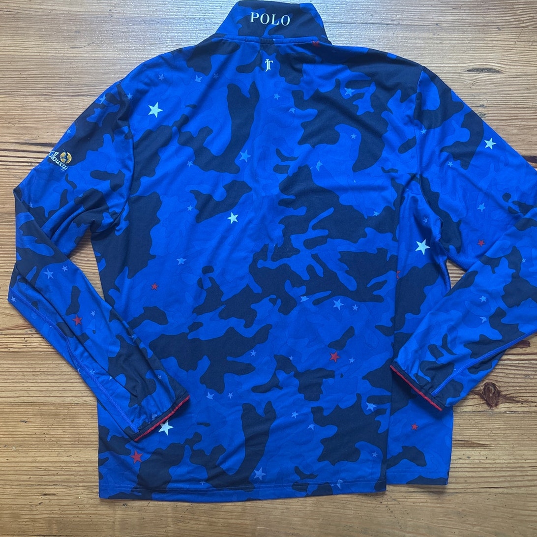 Polo Ralph Lauren Golf blue camo quarter zip polyester long sleeve shirt SIZE XL