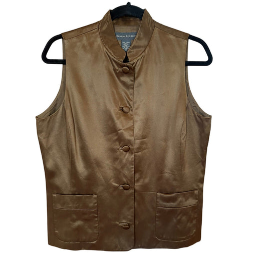 Banana Republic brown bronze silk button vest SIZE 10
