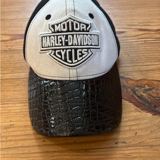 Harley Davidson black faux snake large logo adjustable velkro back baseball hat
