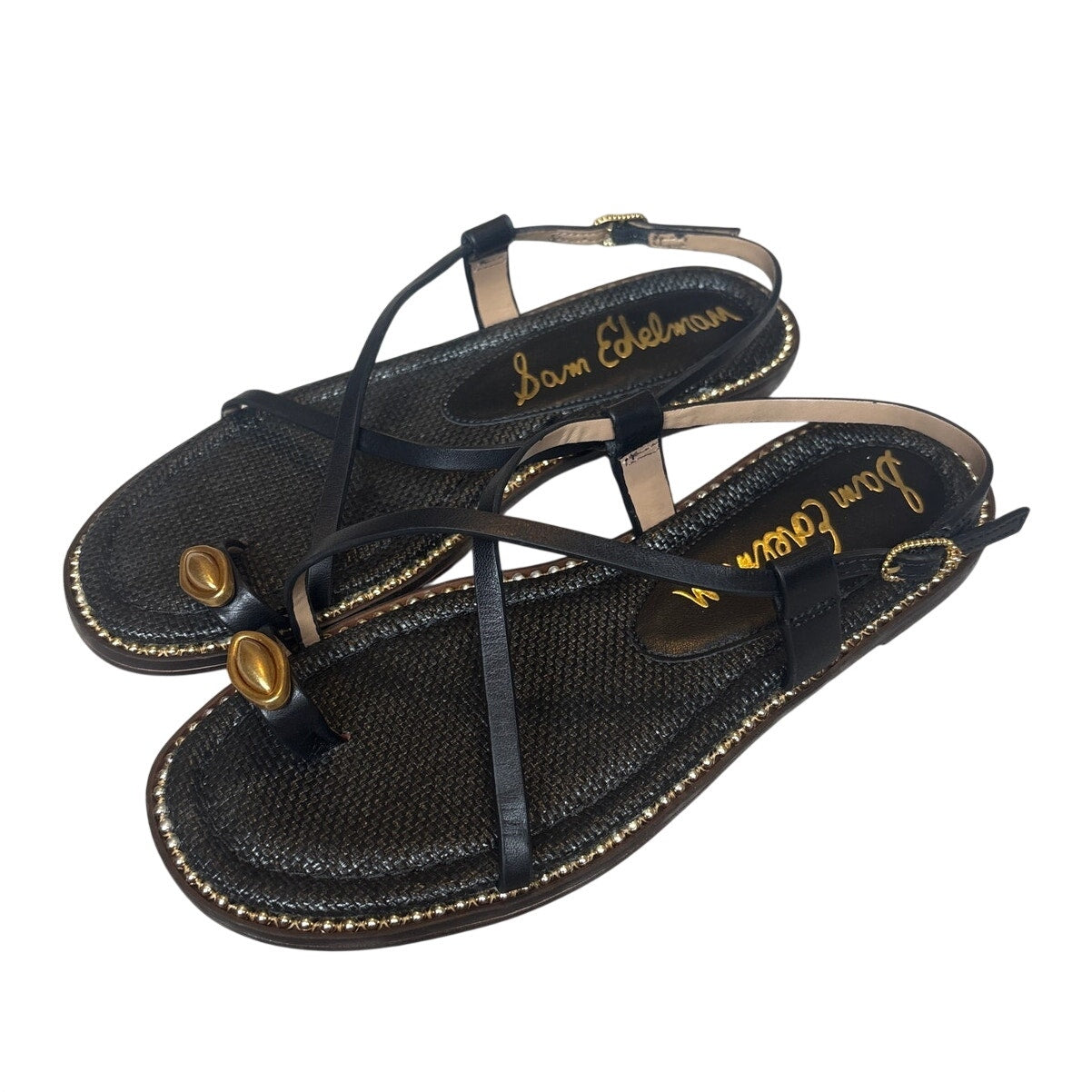 Sam Edelman Tenly black toe loop sling black sandals SIZE 7.5