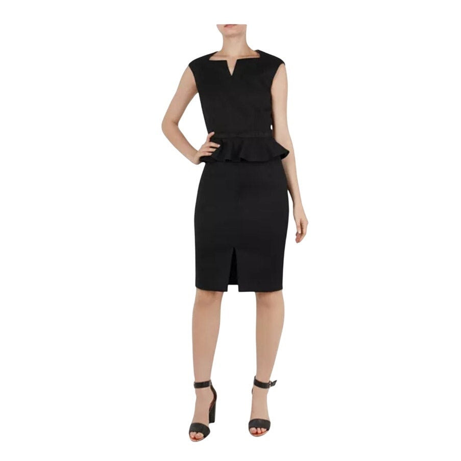 NWOT Ted Baker London black peplum sleeveless midi dress SIZE 2