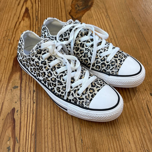 Converse All Star white cheetah print low top unisex sneakers SIZE M5.5 W7.5