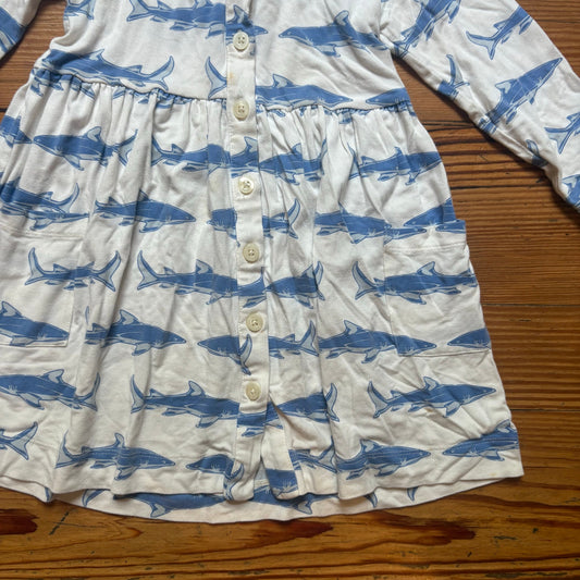Kate Quinn bamboo ivory blue shark long sleeve bodysuit dress SIZE 2T