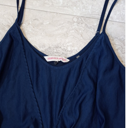 Rebecca Taylor dark blue adjustable strap tie waist sheath mini dress SIZE 10