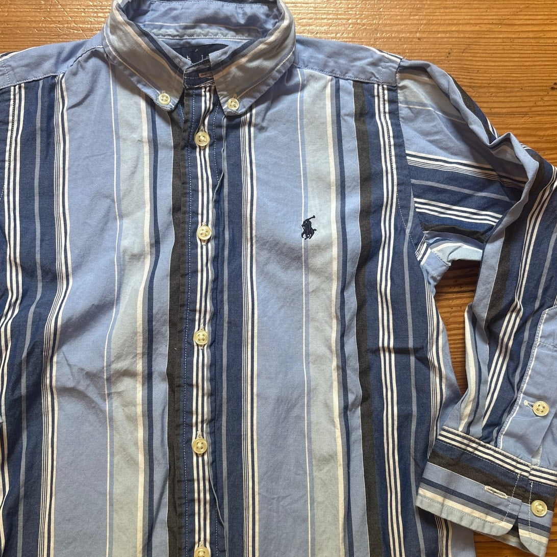 Ralph Lauren blue striped long sleeve button up dress shirt SIZE 4