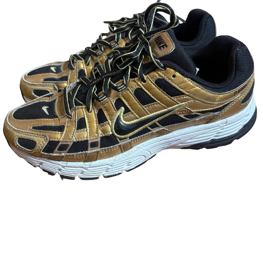 Nike P-6000 metallic gold black low top lace mens sneakers SIZE 8