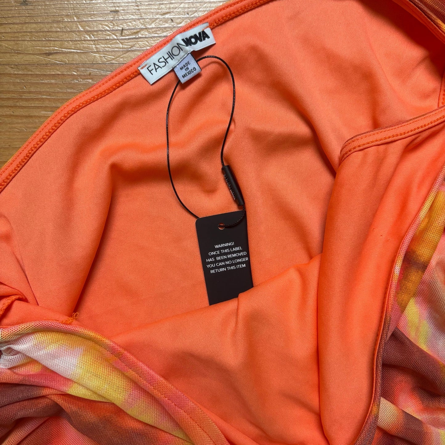 NWT Fashion Nova orange mesh sheer midi one shoulder dress SIZE XL