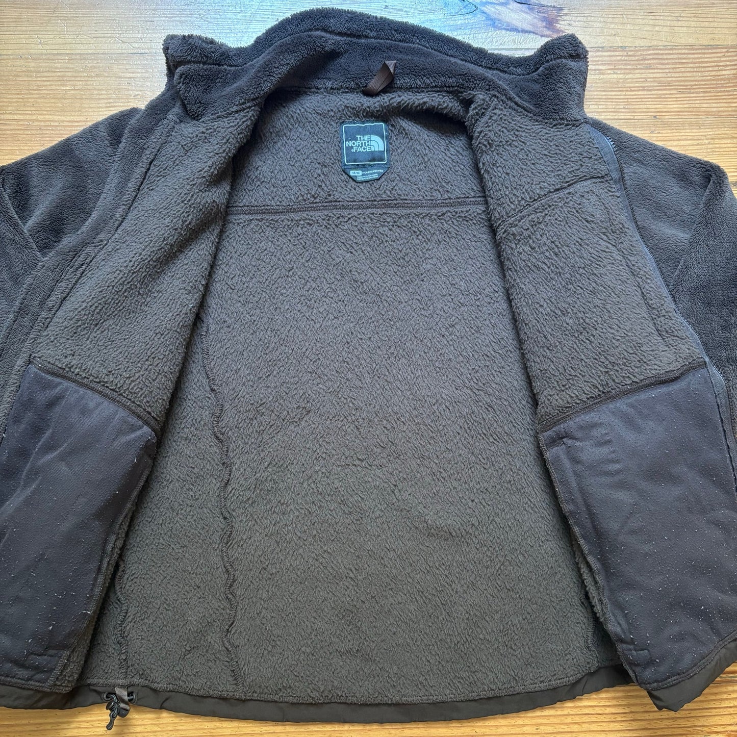 The North Face dark brown fleece full zip sweater SIZE M