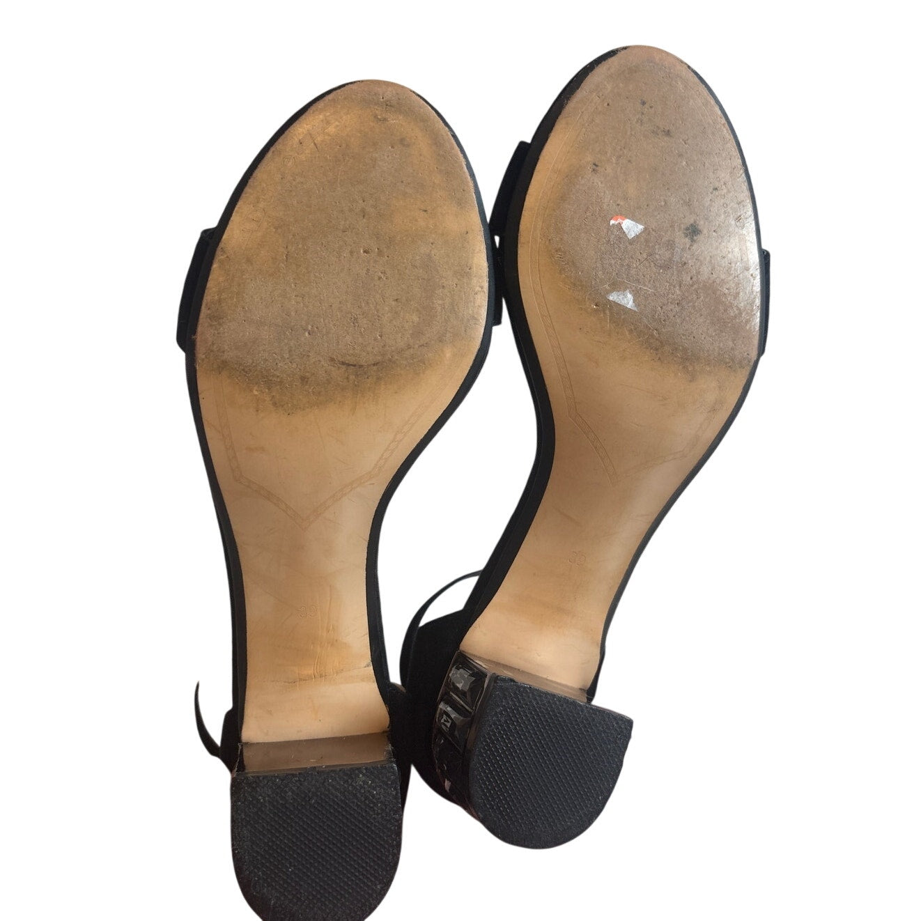 Dune London black suede jeweled heeled ankle strap sandals SIZE 8