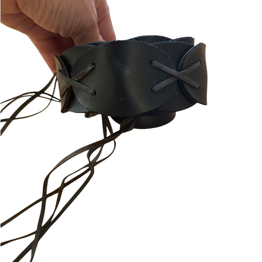 VTG brown leather western cowboy tie belt