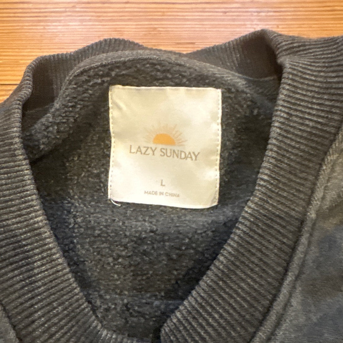 Lazy Sunday dark heather gray jeweled studded cropped crew sweatshirt SIZE L