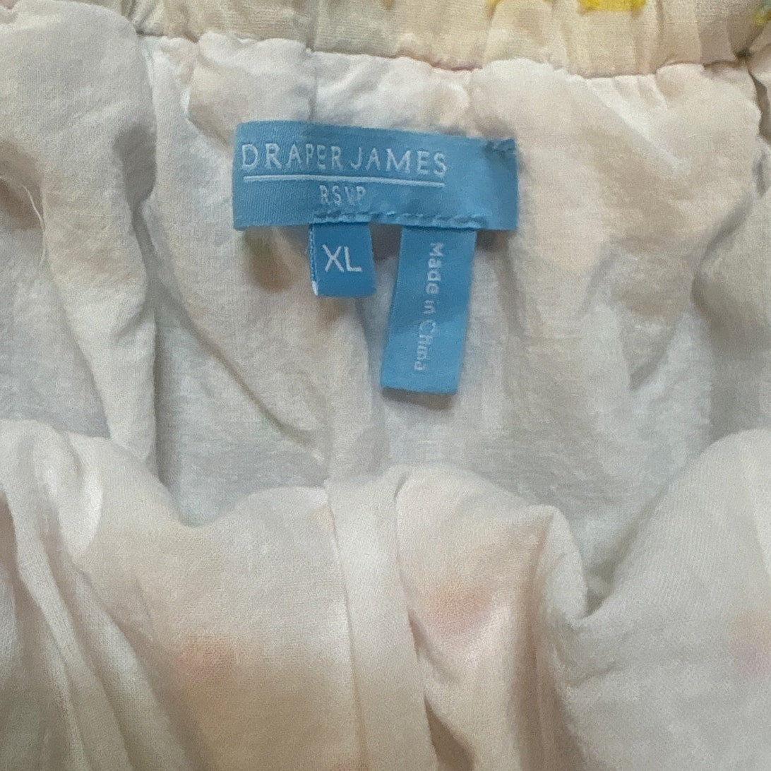 Draper James white colorful polka dot tiered ruffle sleeve midi dress SIZE XL