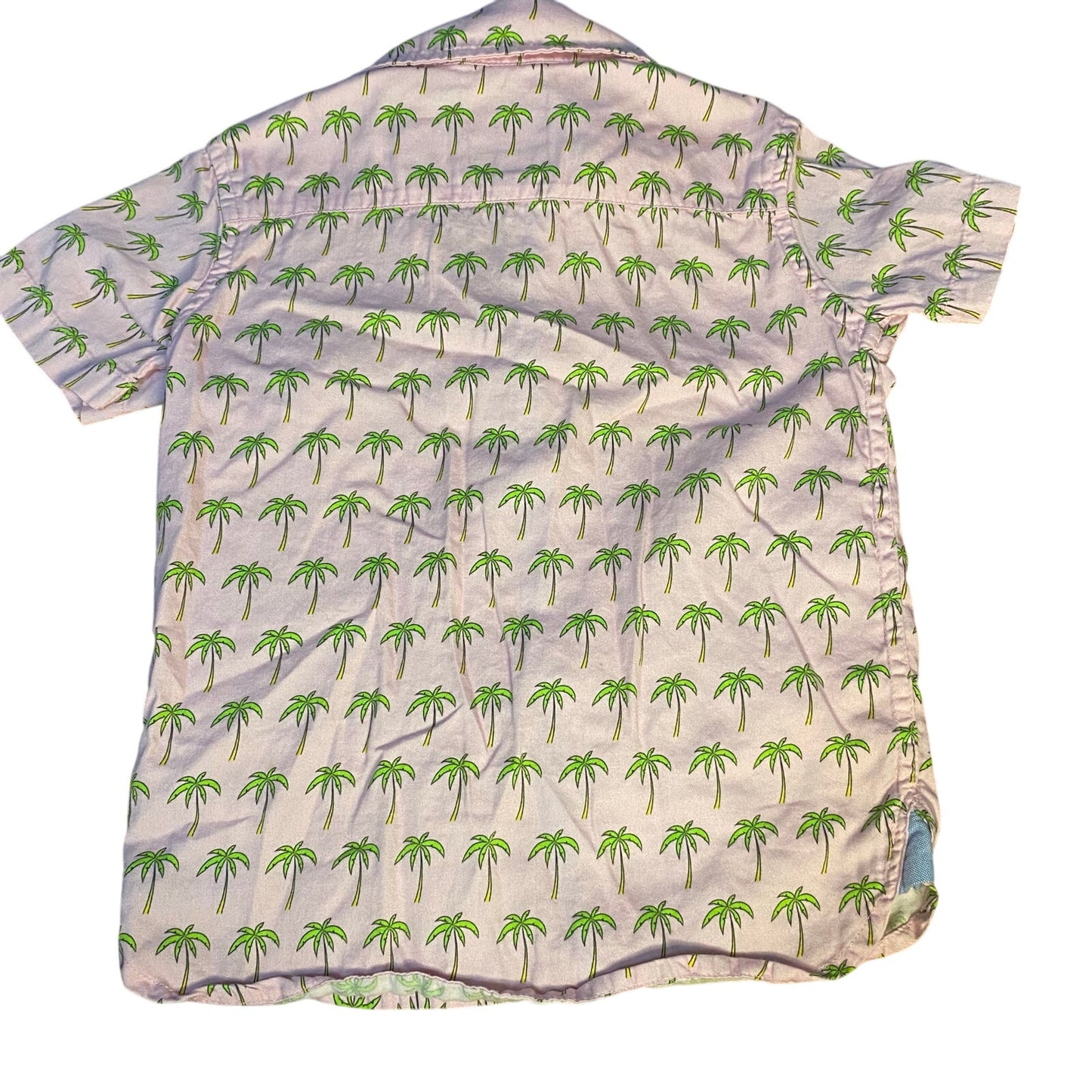 TukTuk Designs pink palm tree short sleeve collar button up shirt SIZE 3