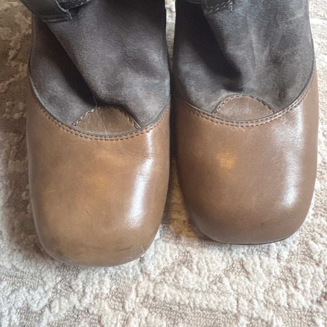 Cole Haan Nike Air brown leather suede knee high heeled buckle boots SIZE 8