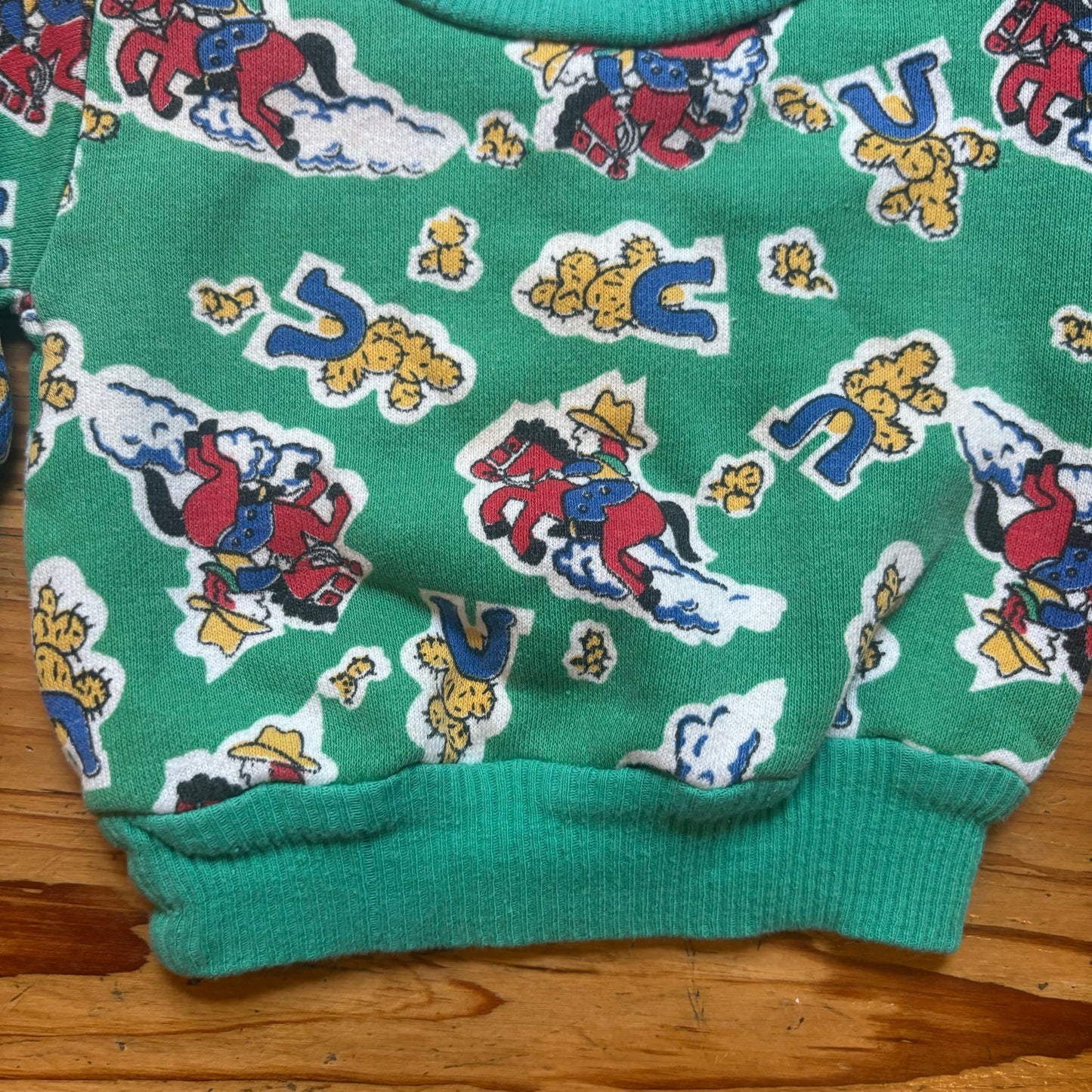 Hopscotch vintage 90s green cowboy western crew sweatshirt SIZE 12M