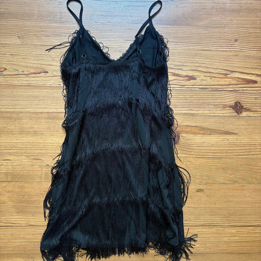 Shein black layered fringe flapper cami mini dress SIZE S
