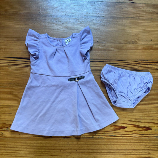 Janie and Jack light purple flutter sleeve leather buckle dress SIZE 12-18M