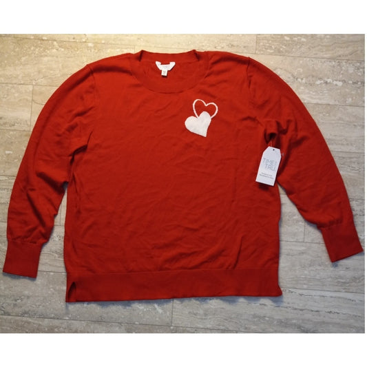 NWT Time and Tru red heart valentines long sleeve crew sweater SIZE XXXL