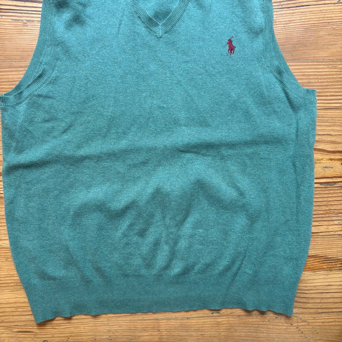 Polo Ralph Lauren green pima cotton mens sweater vest SIZE M