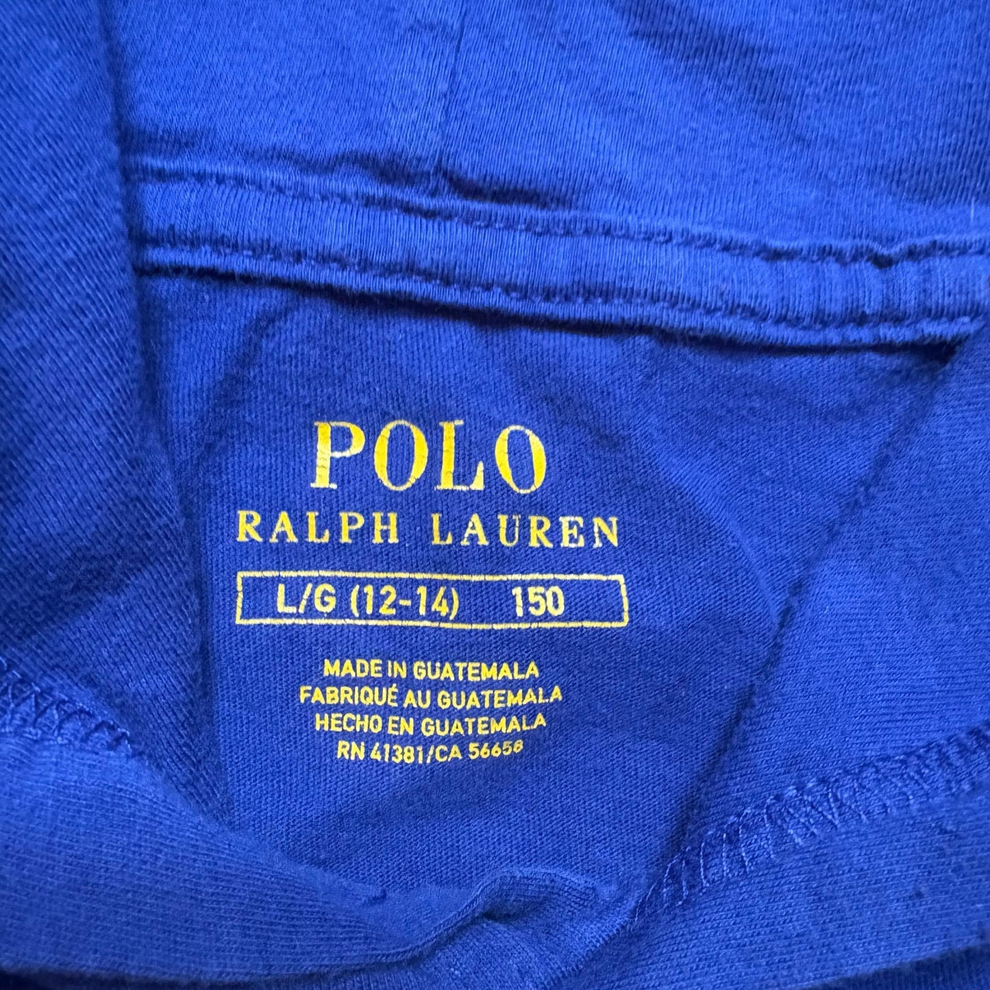 Polo Ralph Lauren royal blue bear long sleeve hooded boys shirt SIZE L
