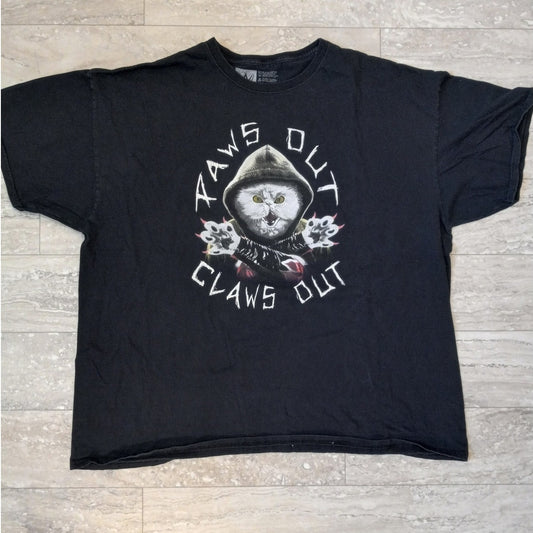 WWE Paws Out Claws Out Natty Cat black short sleeve shirt SIZE XXL