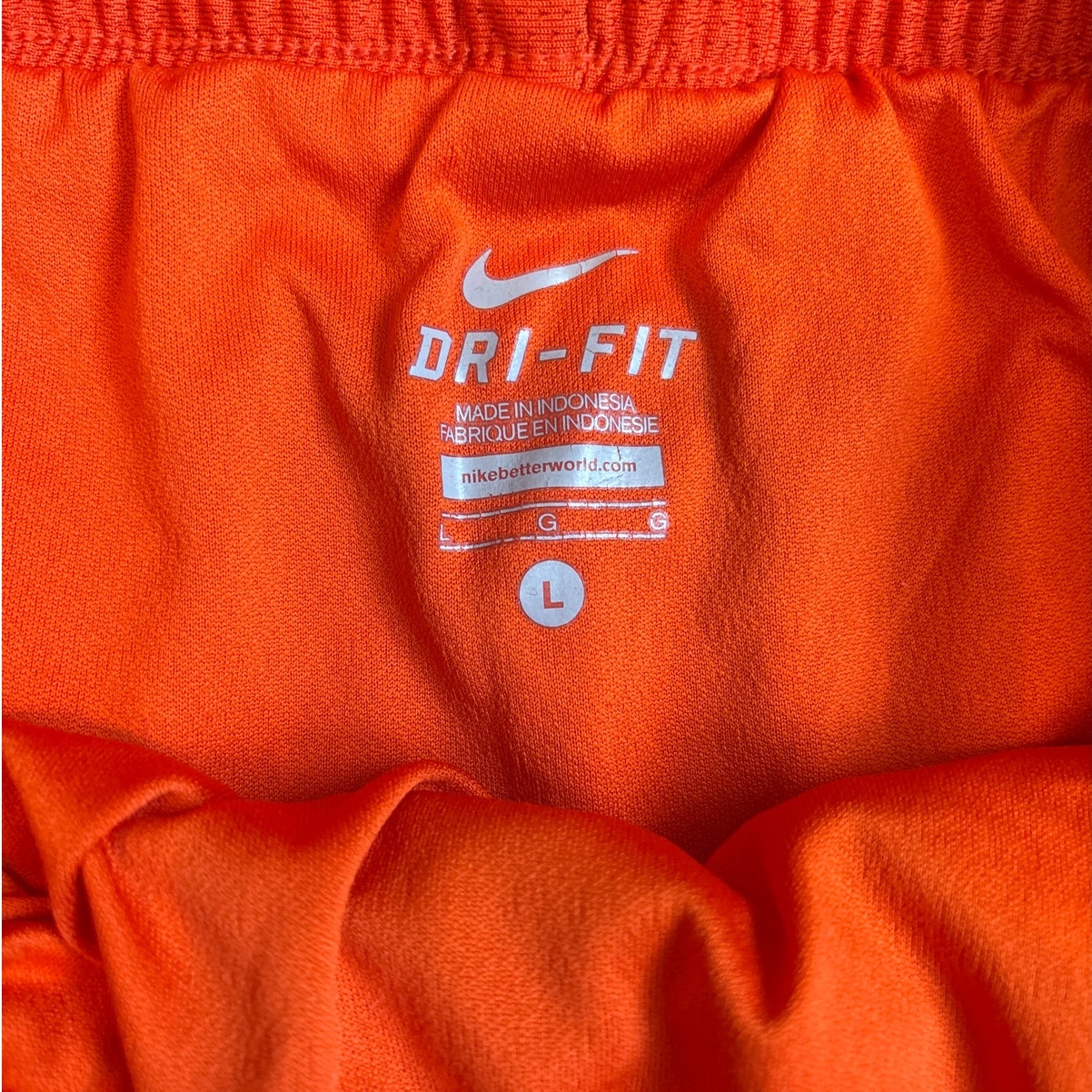Nike Dri Fit Clemson Tigers orange lined running shorts SIZE L