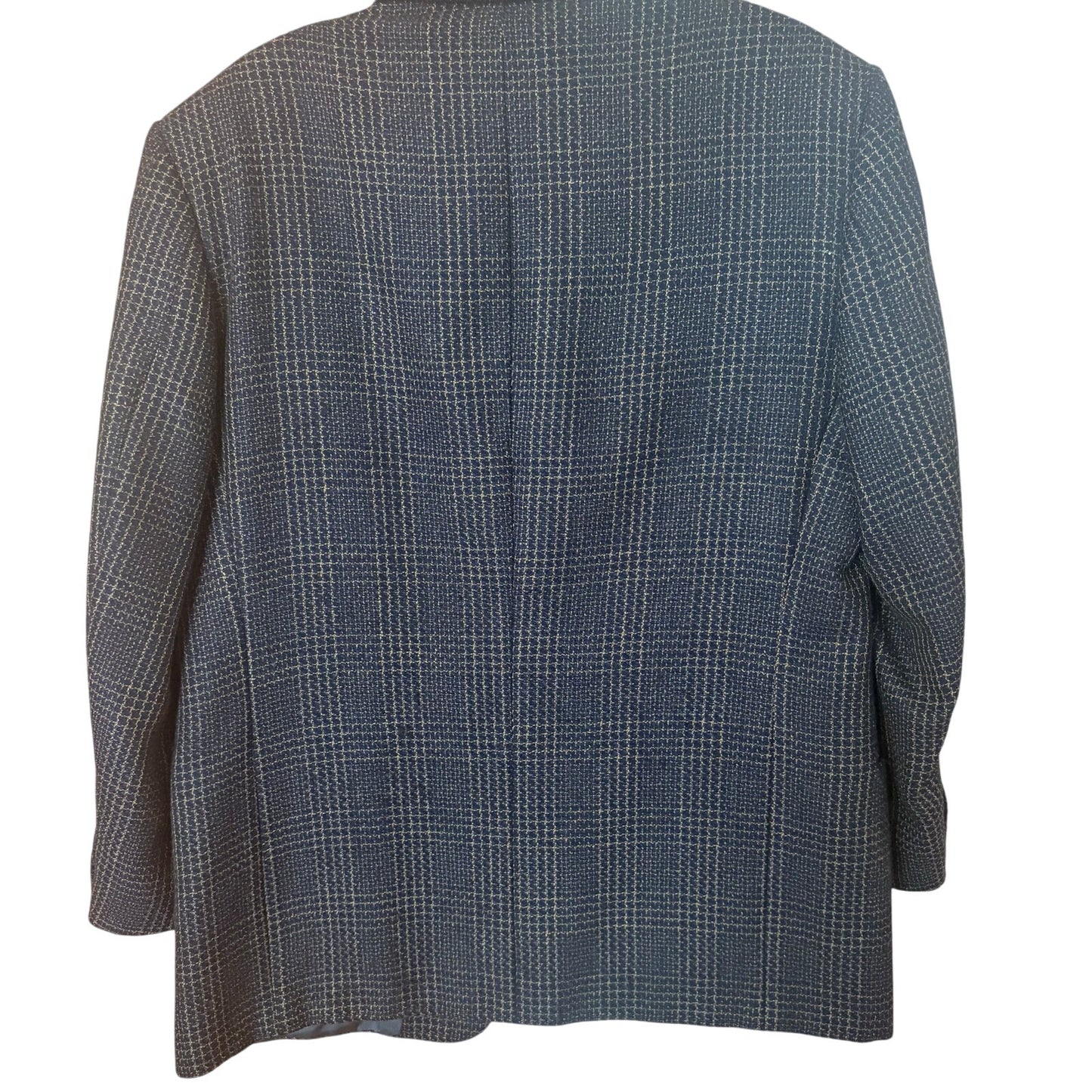 Terzo Uomo vintage dark blue brown tweed mens double button sport coat SIZE 42R