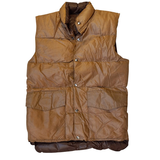 Vintage brown tan reversible down filled puffer vest SIZE S