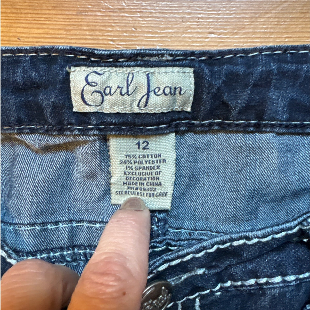 Earl Jean dark wash embroidered jeweled pocket boot cut mid rise jeans SIZE 12