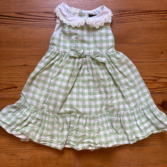 Cynthia Rowley green white gingham ruffle floral sleeveless girls dress SIZE 5