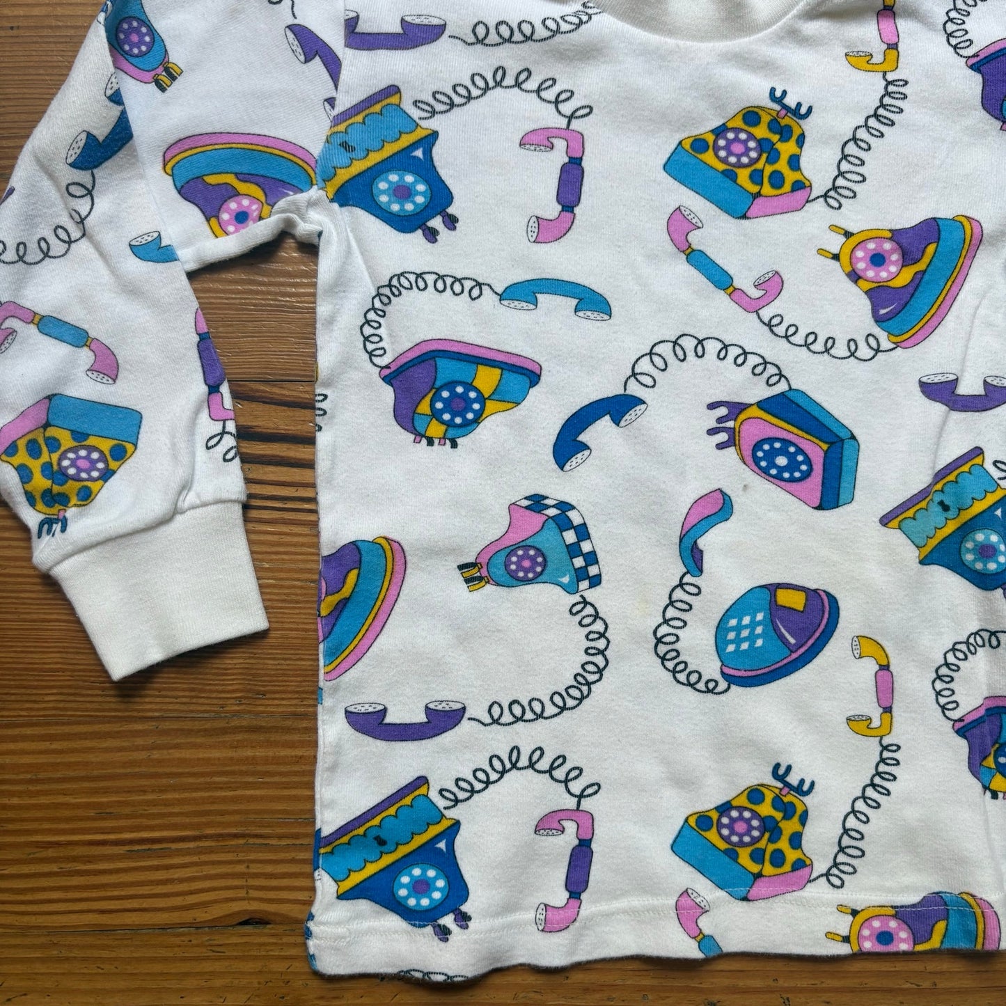 Sara's Prints vintage 90s telephone long sleeve turtleneck shirt SIZE 8