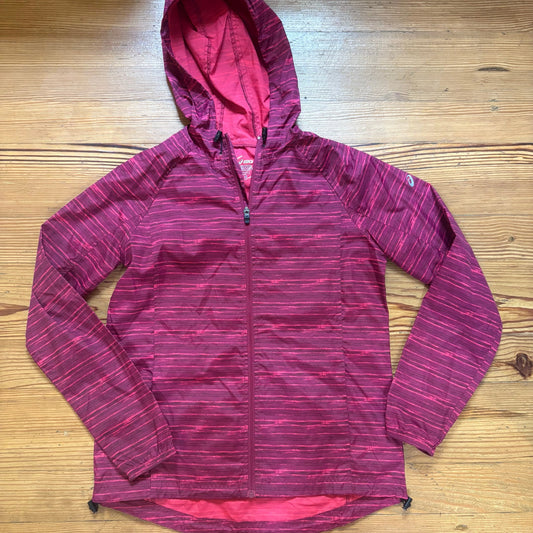Asics pink hooded full zip womens athletic windbreaker jacket SIZE M