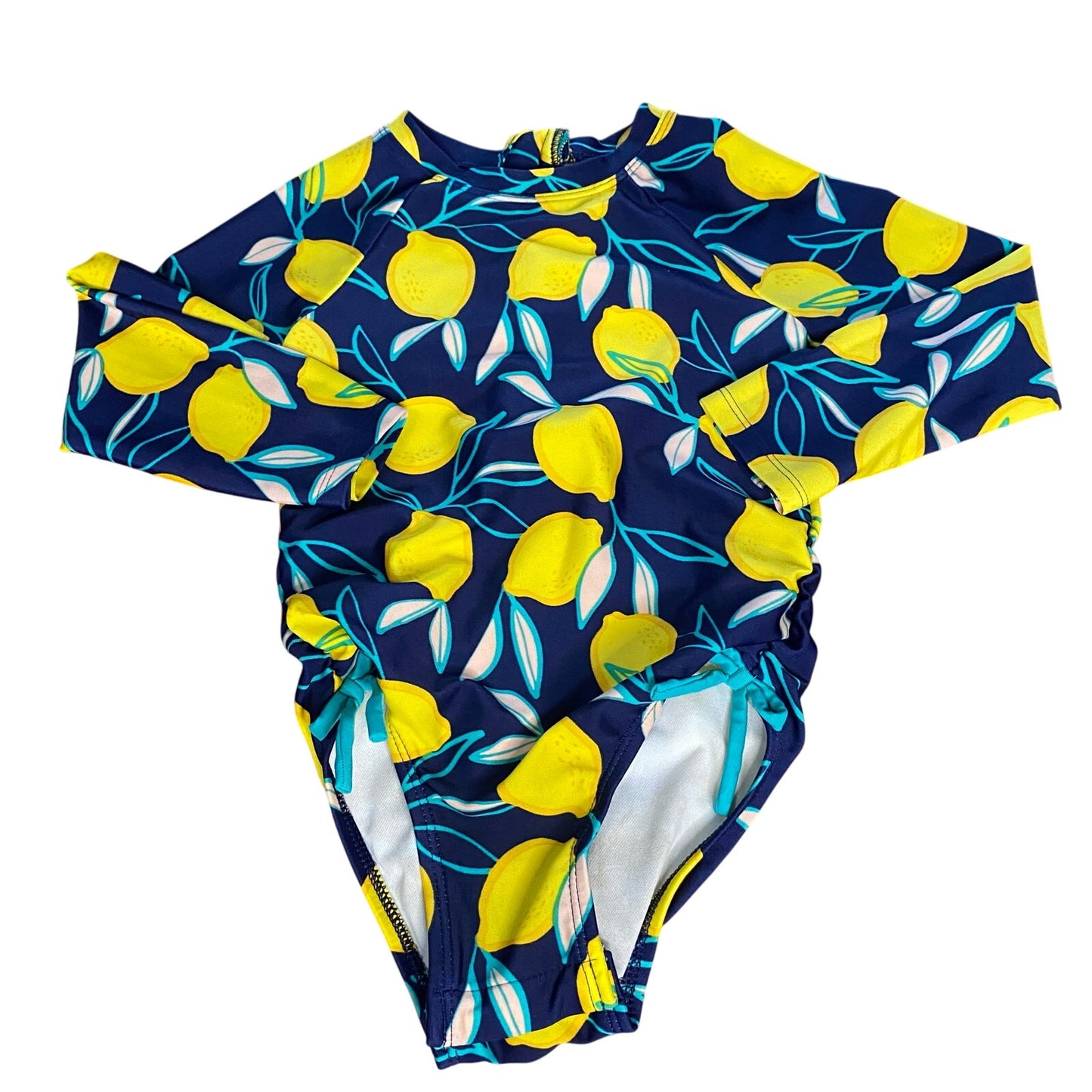 Cat & Jack navy blue lemon print rash guard one piece swimsuit SIZE 3T