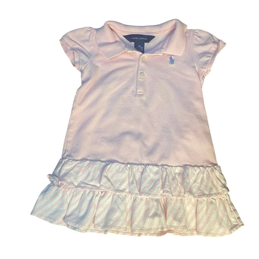 Ralph Lauren light pink ruffle bottom short sleeve dress SIZE 18M