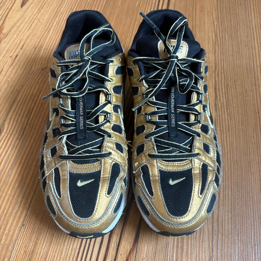 Nike P-6000 metallic gold black low top lace mens sneakers SIZE 8