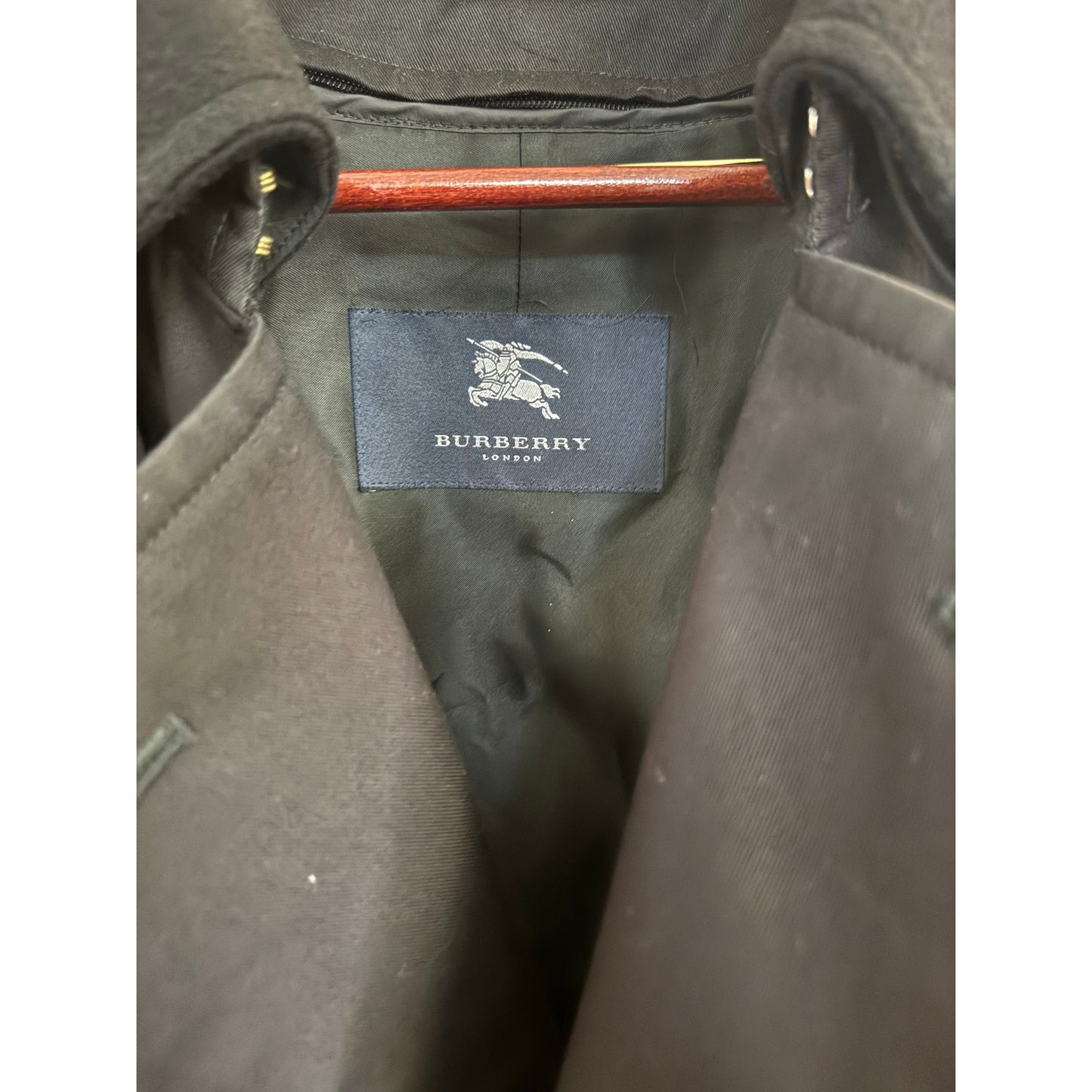 Burberry Trench Coat Black Cotton Liner size 48 L Authentic