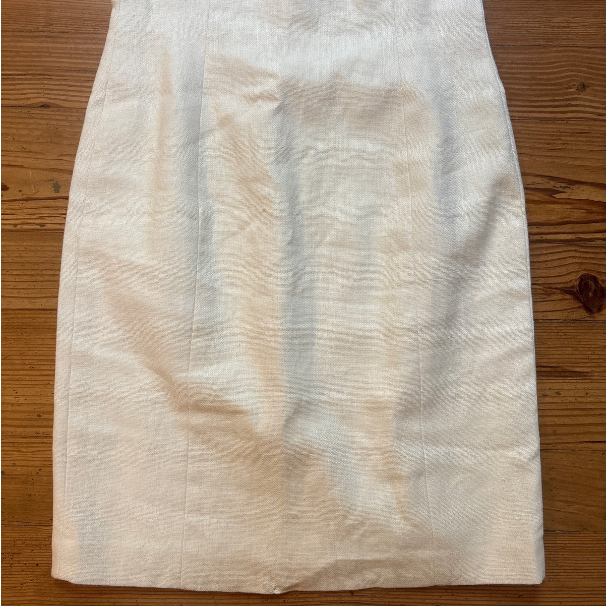 Ralph Lauren off white linen blend leather accent sleeveless midi dress SIZE 6