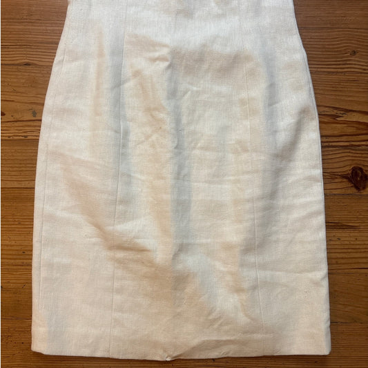 Ralph Lauren off white linen blend leather accent sleeveless midi dress SIZE 6