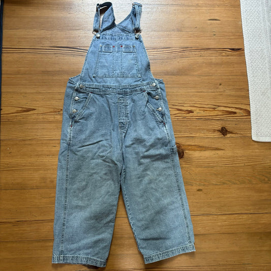 Gap vintage 90s light wash cropped cargo overall jeans SIZE S