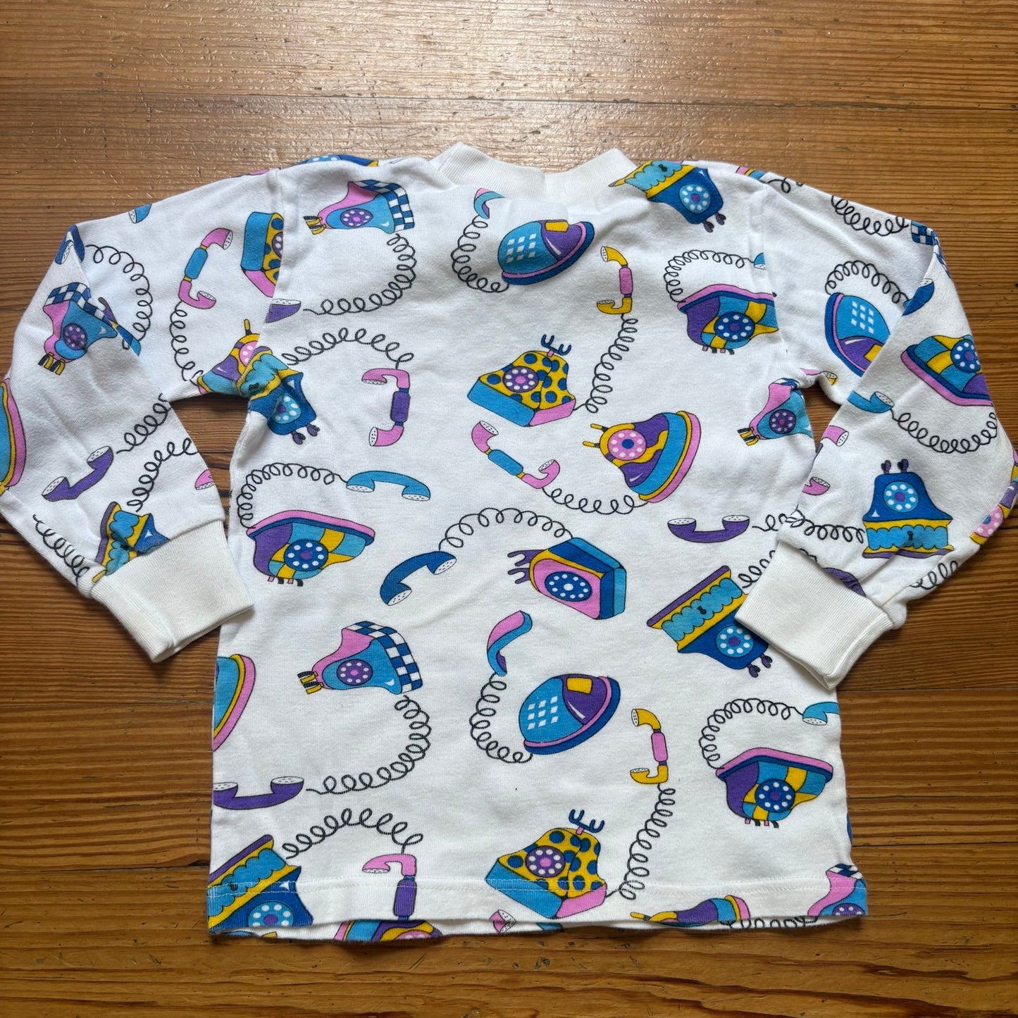Sara's Prints vintage 90s telephone long sleeve turtleneck shirt SIZE 8