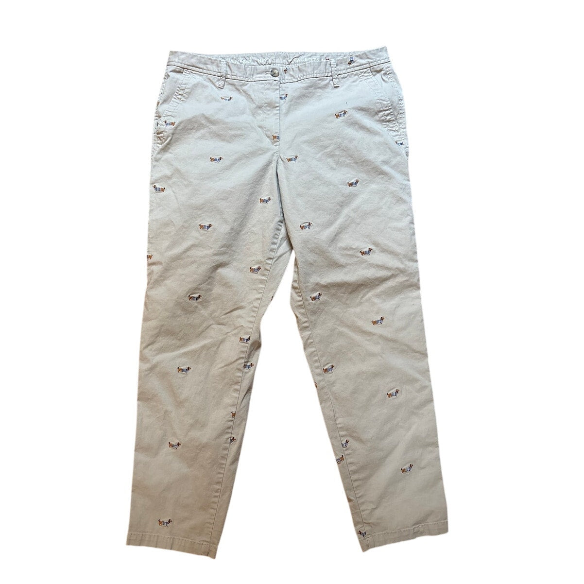 Talbots beige Weekend Chino dachshund embroidered pants SIZE 14