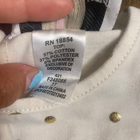 Rare Editions white polka dot pumpkin embroidered ruffle long sleeve top SIZE 3T